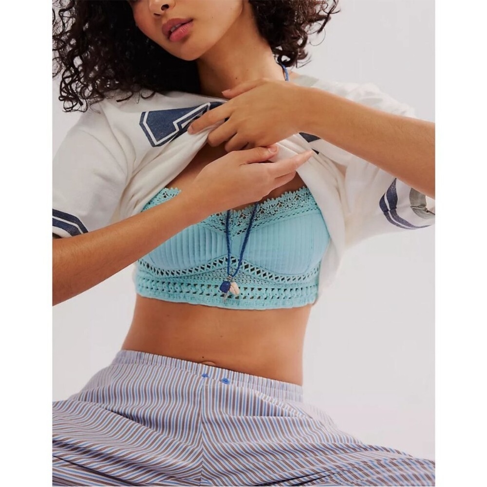 Free People Tallulah Bralette in Aqua-esque Blue Sizes Small $48 Retail NWT - Picture 3 of 12